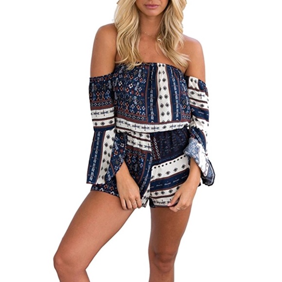 women floral print off shoulder jumpsuit - Picture 5 of 8